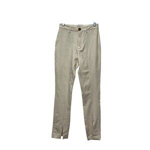 Danielle Bernstein Cream High-Waisted Slim Fit Cotton Pants Women's Size 6